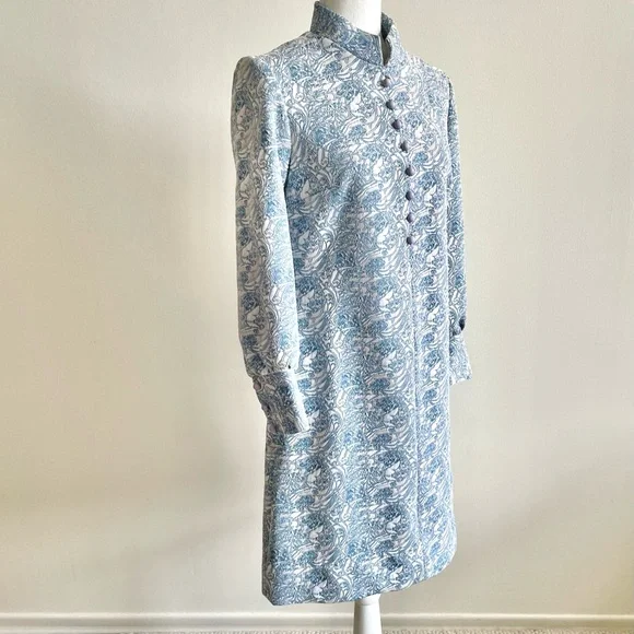 Leo-Danal Crimplene Dress with Buttons, Women’s US 10 Light Blue & Cream - Picture 4 of 13